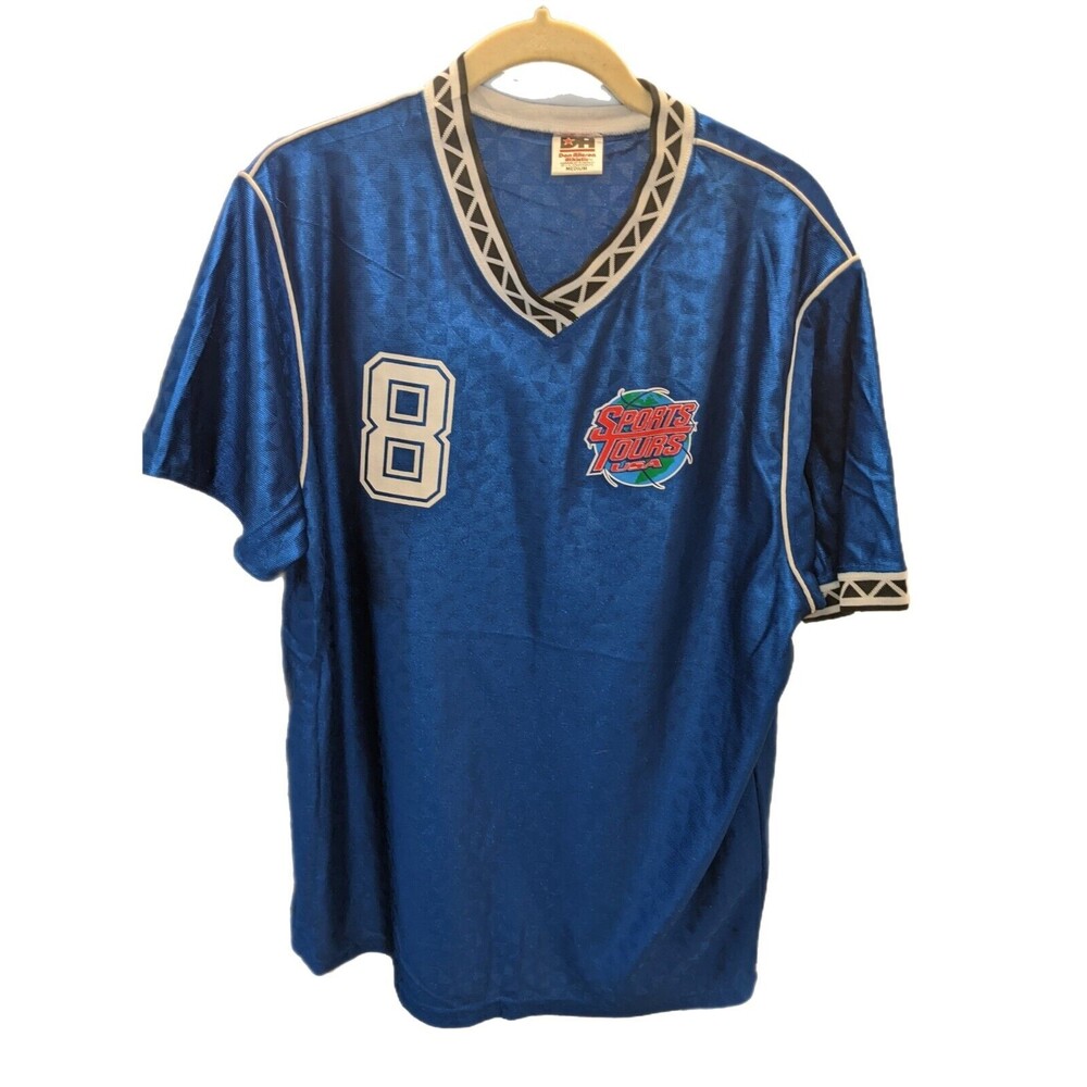 Don Allison SZ Medium Sports Tours USA Jersey No 8 Blue Athletic Shirt Top Mens